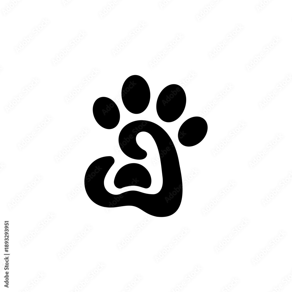 Fototapeta premium Paw logo cat dog animal pet vector footprint icon