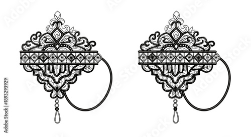 Intricate Black Henna Tattoo Design for Hands.