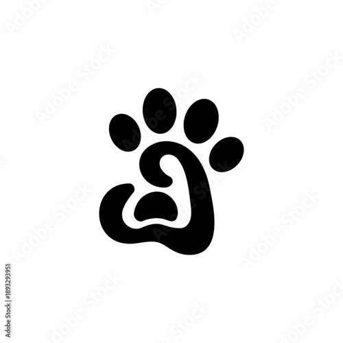 Paw logo cat dog animal pet vector footprint icon