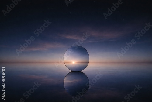 Surreal Mirror Reflection on Calm Ocean at Twilight