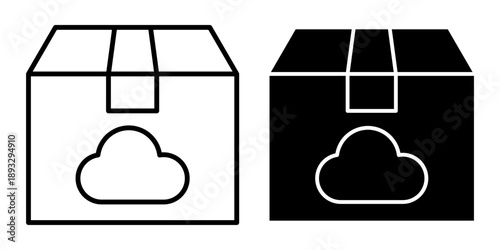 Cloud Storage Box Icons Black White.
