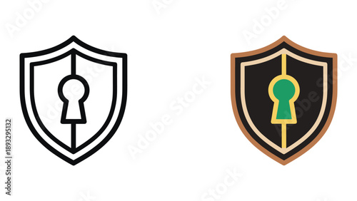 Secure shield protection with keyhole icon