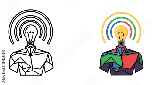 Creative idea generation with bright light bulb