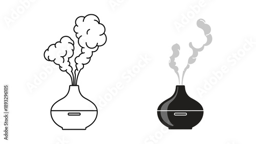 Essential oil diffuser illustration in black and white