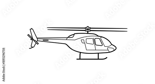 Line Art Illustration of a Modern Helicopter in Flight.