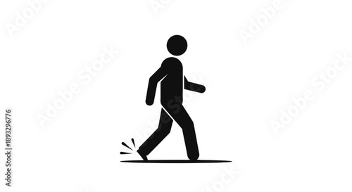 Silhouette of a person walking forward with motion lines.
