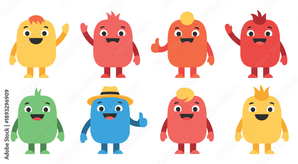Obraz premium Colorful cartoon monsters set isolated on white background fun characters design