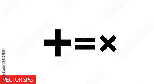 Mathematical symbols plus equals multiplication simple graphic.
