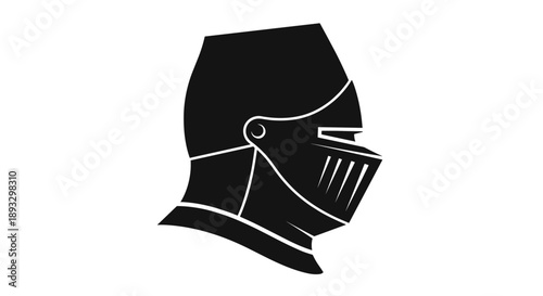 Medieval Knight Helmet Silhouette Icon Symbol.