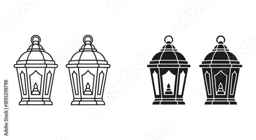 Vintage Lantern Collection in Black and White