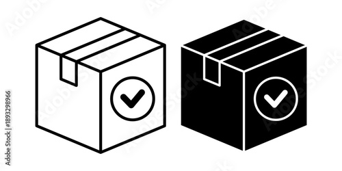 Two Boxes with Checkmark Symbols Illustrated.