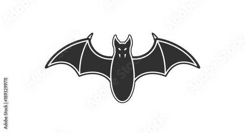 A graphic illustration of a stylized bat with outstretched wings, symbolizing Halloween and nocturnal creatures