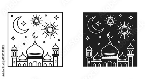 Islamic Mosque Silhouettes Under Starlit Sky
