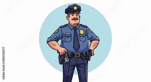 Police Officer Standing Confidently Uniformed Law Enforcement.