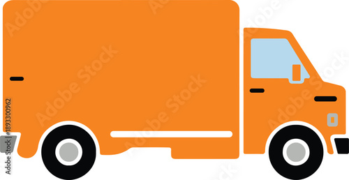 Vector illustration of a yellow delivery truck isolated on a white background as a fast cargo transport vehicle symbol for shipping and freight business