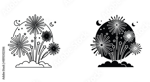 Fireworks Display Over Water and Earth