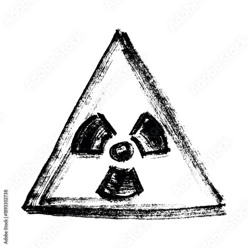 Hand drawn radiation sign Nuclear radiation hazard symbol Radioactive danger warning sign clipart in doodle style Nuclear safety Radioactive waste Single element for print, web, design, decor