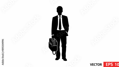 Silhouette of a businessman holding a briefcase.