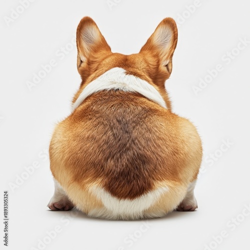 High-quality photorealistic image of a Corgi butt isolated against a neutral background, showcasing the adorable and unique features of this breed