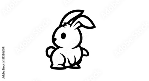 Cute cartoon bunny illustration simple line art.