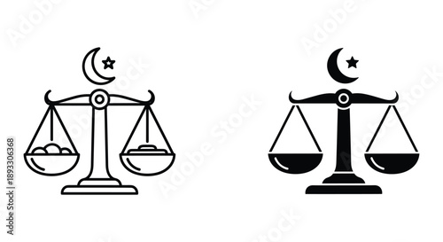 Justice Scales with Crescent Moon Symbols