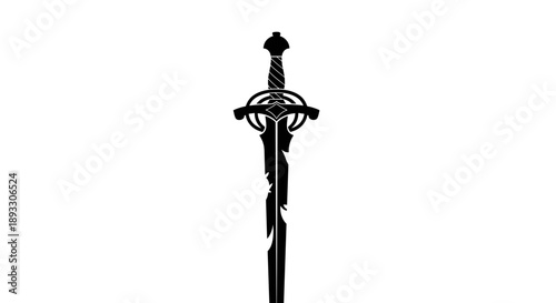 Ornate Fantasy Sword Silhouette with Intricate Design.