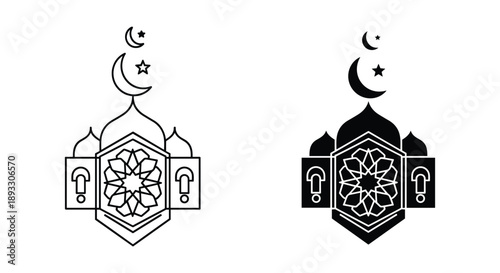 Mystical Symbols with Crescent Moon and Star