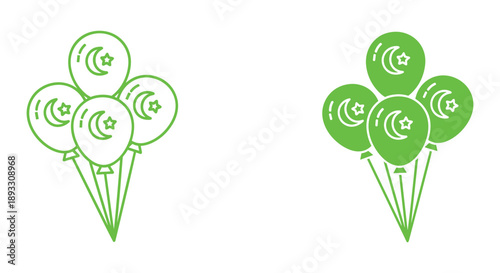 Green Balloons with Spiral Design