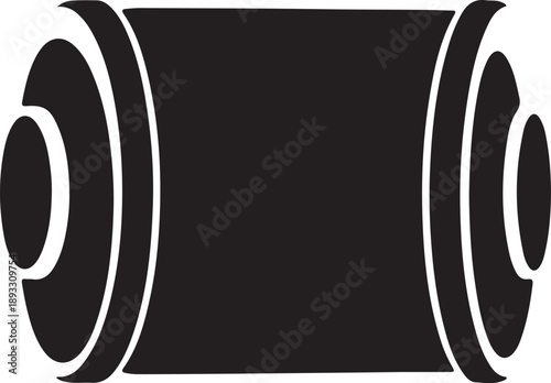 Black silhouette of a rolled up sleeping bag or mat on a white background