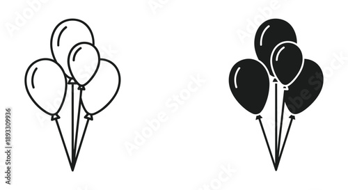 Pair of Balloon Bouquets, One Black and One White