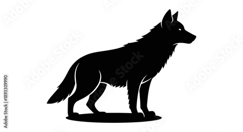 Silhouette of a German Shepherd Dog Standing Alert.