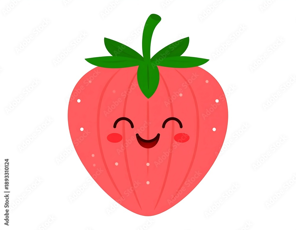 Fototapeta premium A cute cartoon strawberry with a smiling face