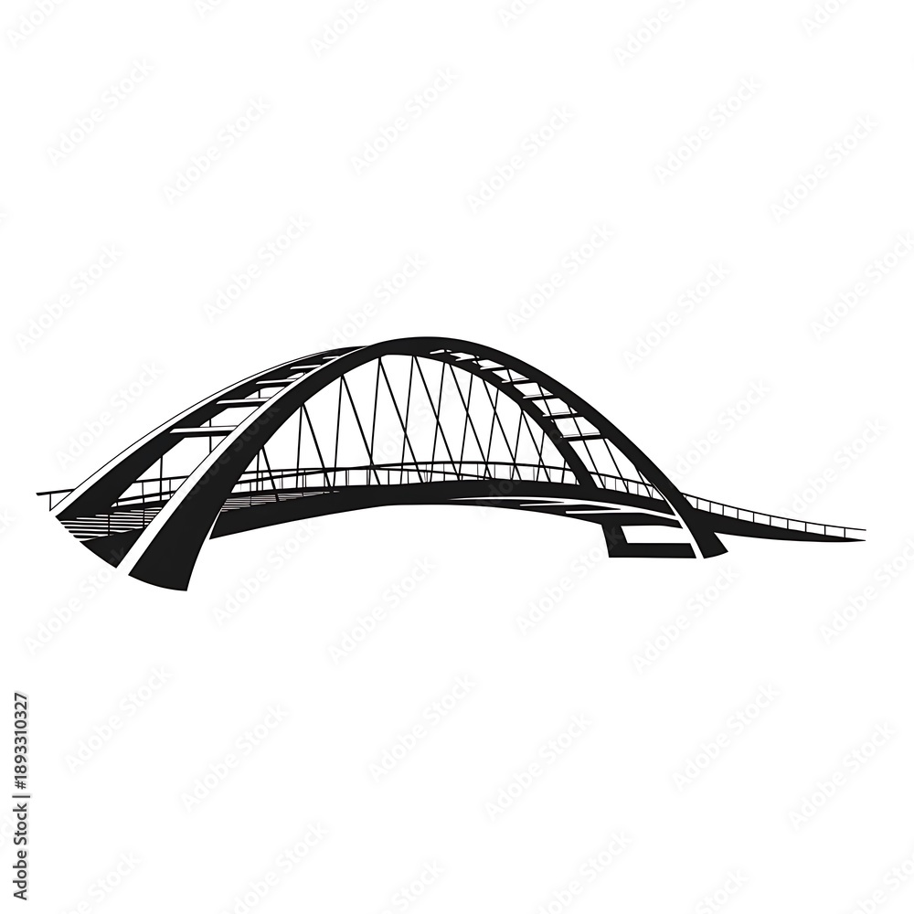 Obraz premium Modern steel arch bridge structure.