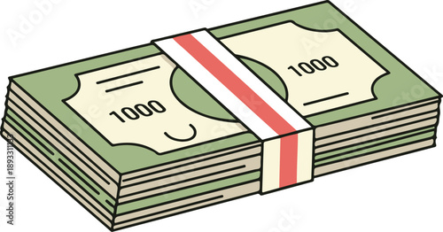 Stack of Banknotes with Band