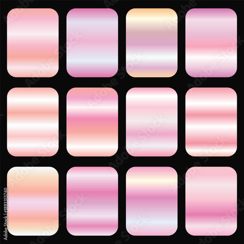 Metallic rose gold gradient collection. Vector rose gold foil texture. rose gold background set. Royalty free rose gold gradient colour
