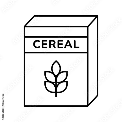 Breakfast cereal box package morning food line art icon
