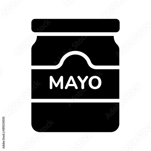 Creamy mayonnaise jar kitchen dressing solid glyph icon

