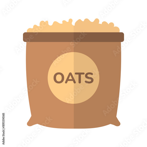 Oatmeal oats bag healthy breakfast flat color icon
