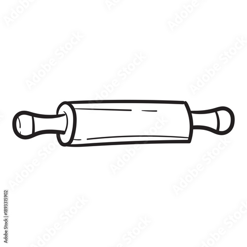 doodle rolling pin line icon kitchen baking tool illustration