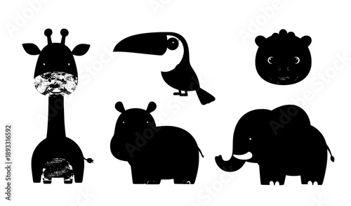 Playful safari animal cartoon vector collection for nursery design