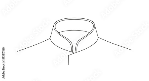 Minimalist line drawing of a mandarin collar design isolated on a white background, showcasing elegant simplicity and modern style