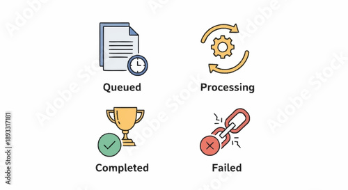 Task status icons for workflow management and productivity.