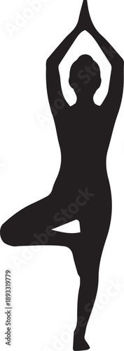 Woman in yoga tree pose vector illustration, demonstrating balance and mindfulness