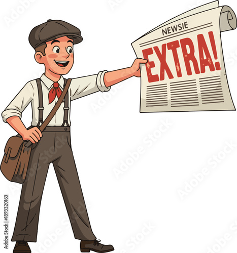 Newsboy Selling Extra Newspaper