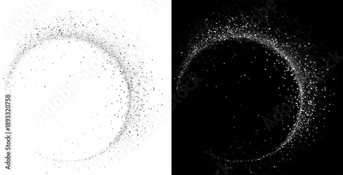 Canvas Print Silver glitter circle isolated on transparent background silver particles ring Overlay Silver glitter comet trail in a circular swirl