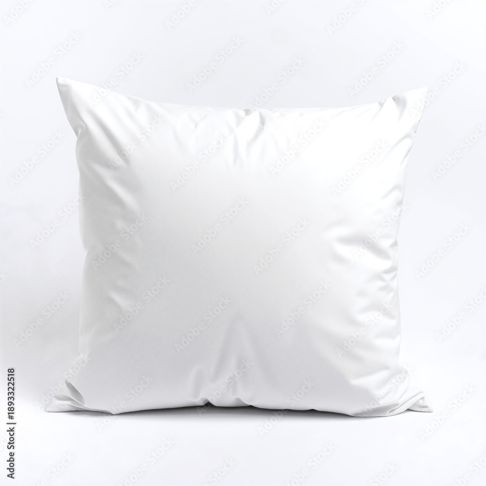 Obraz premium a soft white pillow resting on a wooden floor, gently lit from the side, showing subtle creases and a cozy, inviting texture