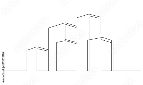 Tableau sur toile Minimalist city buildings one continuous line illustration for urban landscape a