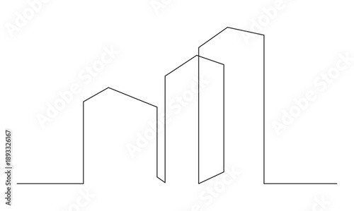 Minimalist city skyscrapers one continuous line illustration for urban landscape and real estate concept