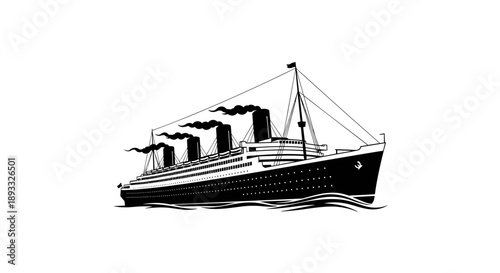 Vintage Ocean Liner Sailing Through Wavy Waters.