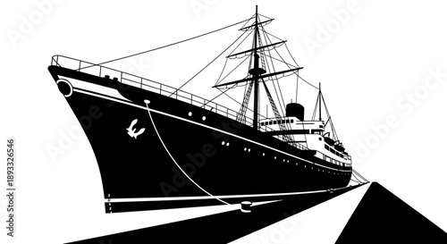 Vintage Steamship Sailing on the Open Sea.